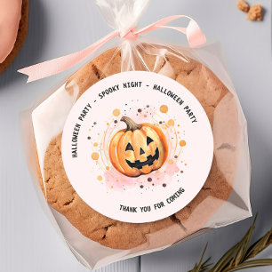 Cute Pumpkin Halloween Watercolor Runt Klistermärke