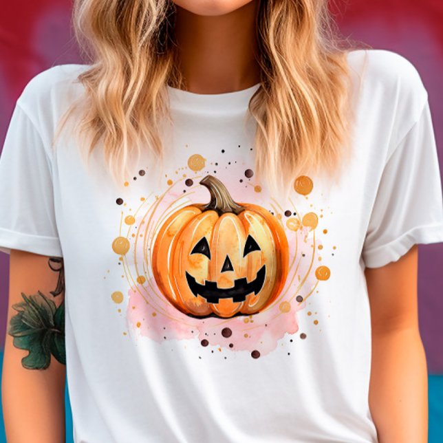 Cute Pumpkin Halloween Watercolor T Shirt (Skapare uppladdad)