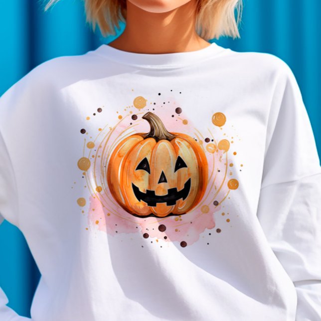 Cute Pumpkin Halloween Watercolor T Shirt (Skapare uppladdad)
