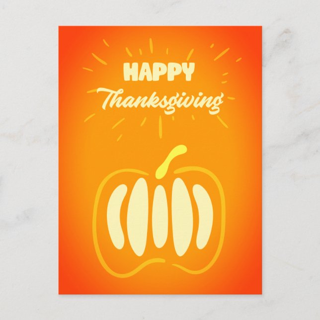 Cute Pumpkin Happy thanksgiving Typography Helg Vykort (Framsida)