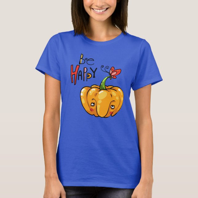Cute Pumpkin "Hi" T Shirt (Framsida)