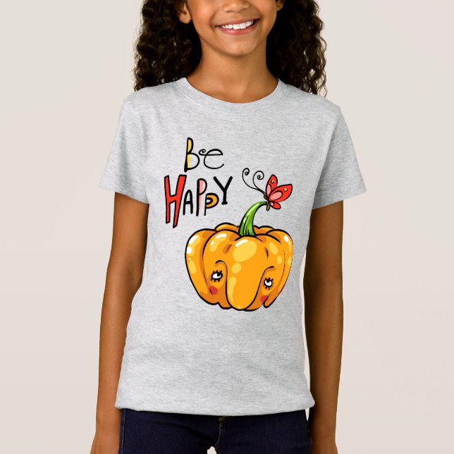 Cute Pumpkin "Hi" T Shirt (Framsida)