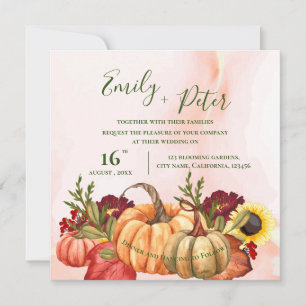 Cute Pumpkin Höst löv Blommigt Fall Wedding