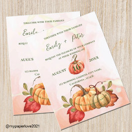 Cute Pumpkin höst löv Monogram Fall Wedding Inbjudan Vykort