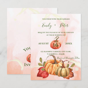 Cute Pumpkin höst löv Monogram Fall Wedding Vykort