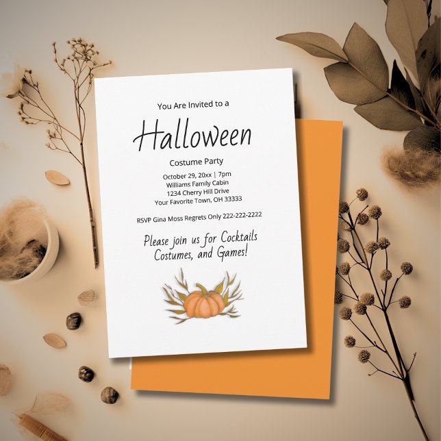 Cute Pumpkin Illustration Halloween Costume Party Inbjudningar (Skapare uppladdad)