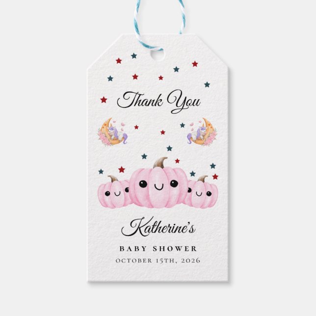 Cute Pumpkin Is On The Way | Halloween Baby Shower Presentetikett (Framsidan)