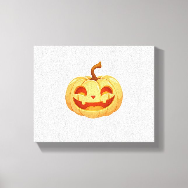 Cute Pumpkin Jack o lantern Turtle Sea Halloween C Canvastryck (Framsida)