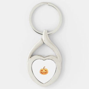 Cute Pumpkin Jack o lantern Turtle Sea Halloween C Twisted Heart Silverfärgad Nyckelring