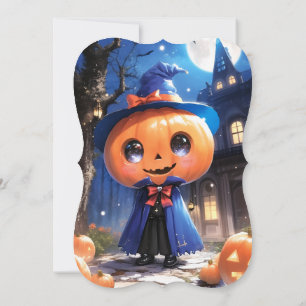 Cute Pumpkin Jackolantern Halloween Baby Shower Inbjudningar