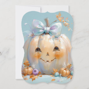 Cute Pumpkin Jackolantern Halloween Baby Shower Inbjudningar