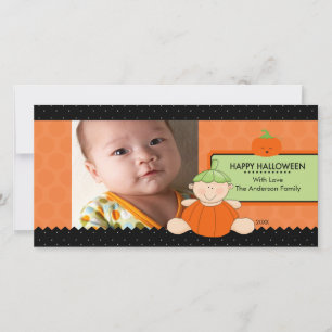 Cute Pumpkin Kids Halloween-fotokort Julkort
