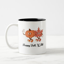 Cute Pumpkin & Leaf Fall Friends Art Två-Tonad Mugg