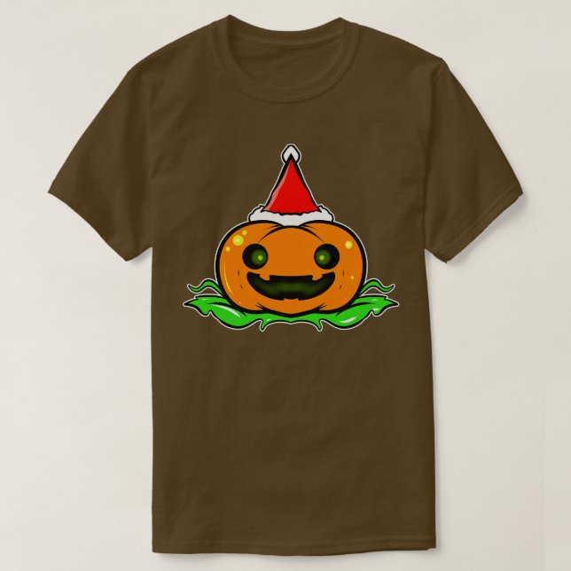 Cute Pumpkin med jultomten Halloween Ha T Shirt (Design framsida)