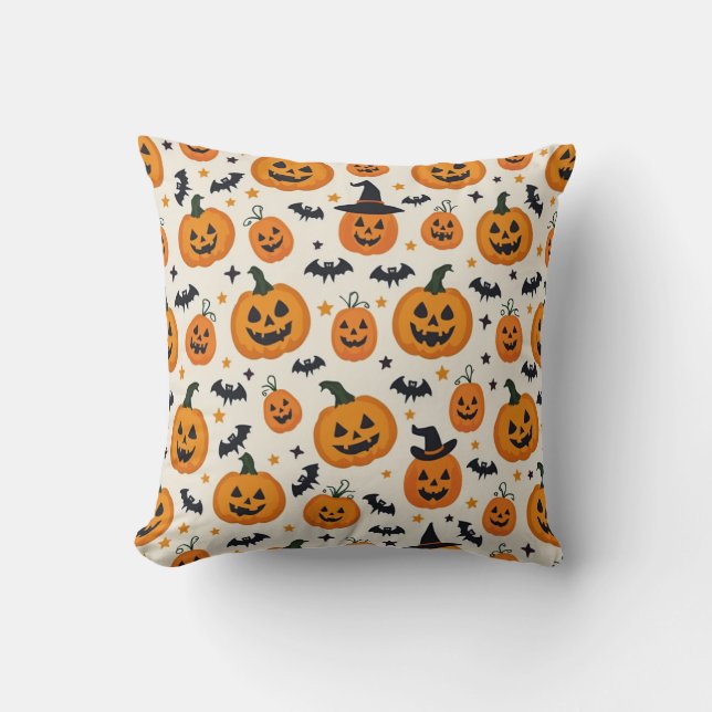 Cute pumpkin mönster cushion perfekt för Halloween Kudde (Framsida)