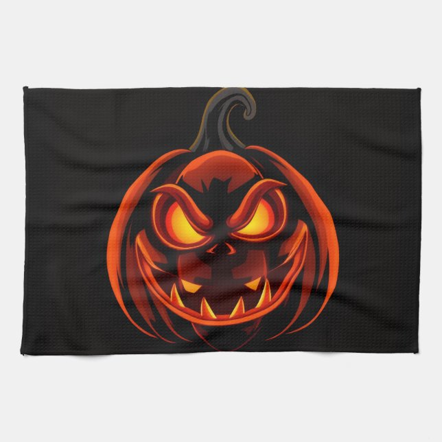 Cute Pumpkin Monster Halloween Kitchen Towel Kökshandduk (Horisontell)