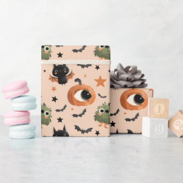 Cute Pumpkin Monster och Fladdermus Mönster Hallow Presentpapper