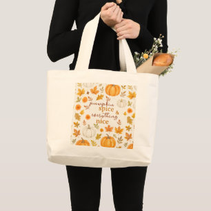 Cute Pumpkin Mönster Thanksgiving Jumbo Tygkasse