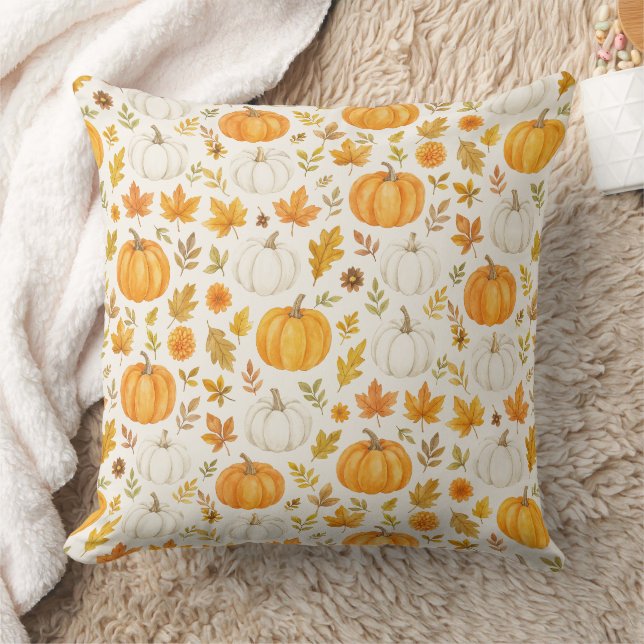 Cute Pumpkin Mönster | Thanksgiving Kudde (Filt)