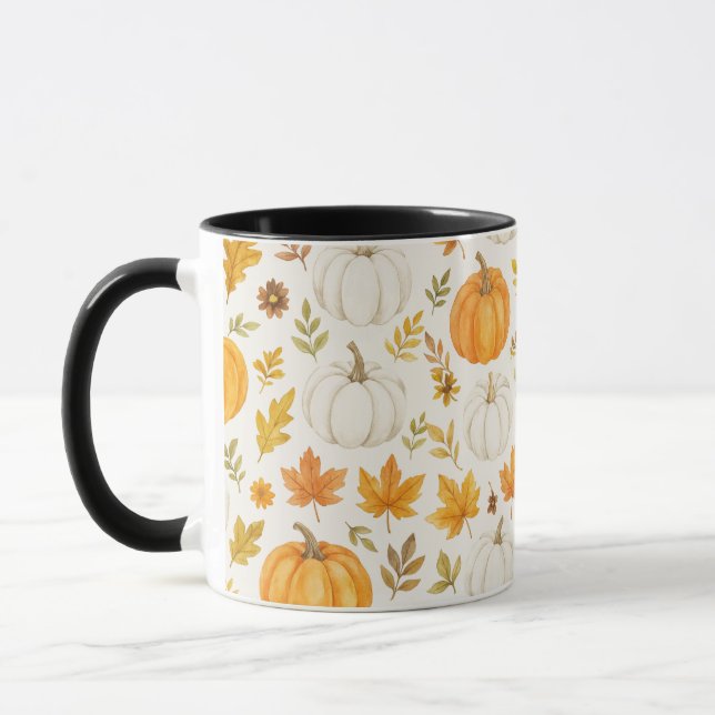 Cute Pumpkin Mönster | Thanksgiving Mugg (Vänster)