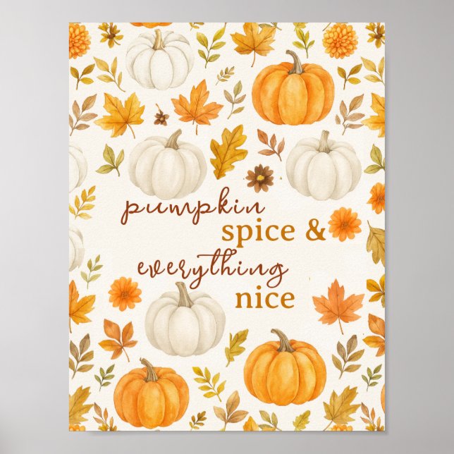 Cute Pumpkin Mönster | Thanksgiving Poster (Framsidan)