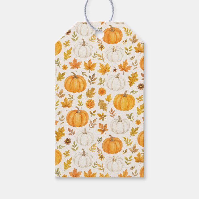 Cute Pumpkin Mönster | Thanksgiving Presentetikett (Framsidan)