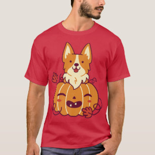 Cute Pumpkin och Corgi Hund Halloween Helgdag Octo T Shirt
