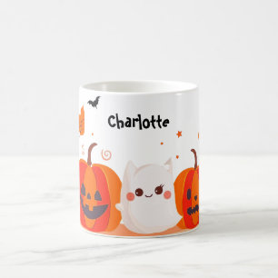 Cute Pumpkin och Ghost Kaffemugg