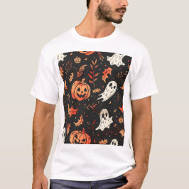 Cute Pumpkin och Skull Mönster T Shirt
