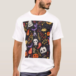Cute Pumpkin och Skull Mönster T Shirt