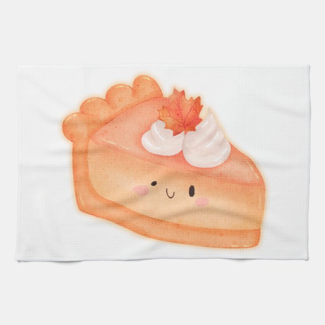 Cute Pumpkin Paj Slice Kökshandduk (Horisontell)