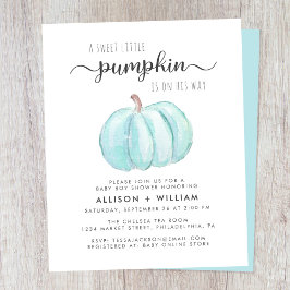 Cute Pumpkin-paren Baby Boy Shower-inbjudan