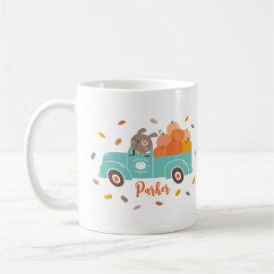 Cute Pumpkin Patch Lastbil med Hund Kaffemugg