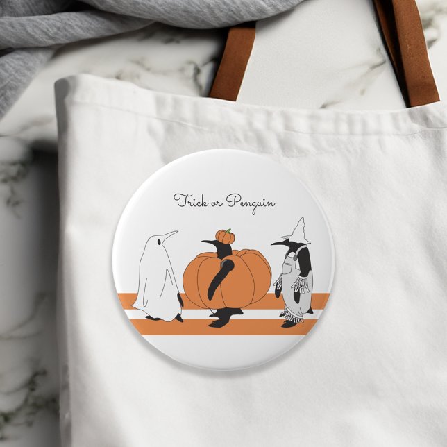 Cute Pumpkin Penguin Funny Halloween Knapp (Skapare uppladdad)