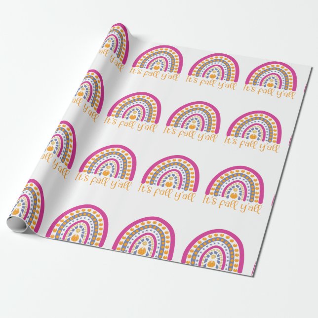 Cute Pumpkin Rainbow Wrapping Papper Presentpapper (Utrullad)