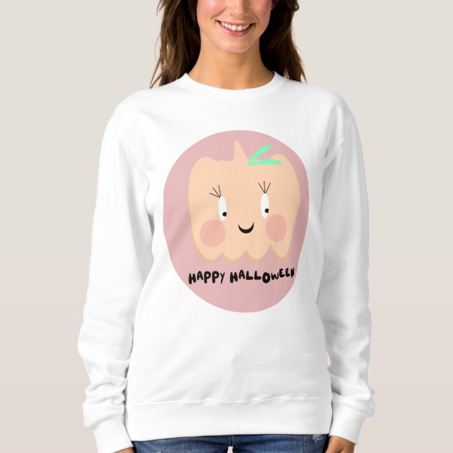 Cute Pumpkin Retro Brev Happy halloween T Shirt (Framsida)