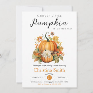 Cute Pumpkin Solros Kön Neutral Baby Shower Inbjudningar