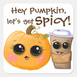 Cute Pumpkin Spice Coffee Fall Stickers Fyrkantigt Klistermärke