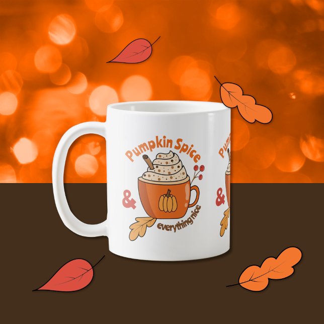 Cute Pumpkin Spice Latte Doodle Mugg (Pumpkin spice doodle coffee mug .)