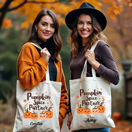 Cute Pumpkin Spice Partner Kawaii Tote for Friends Tygkasse