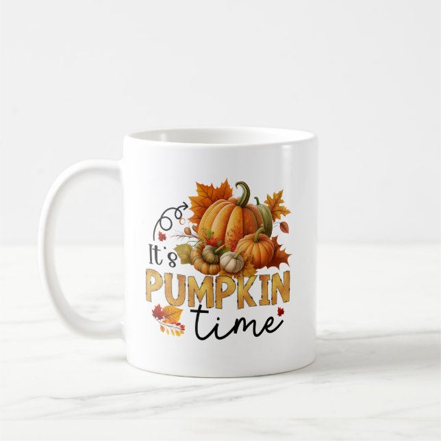 Cute pumpkin time word art Seasonal Kaffemugg (Vänster)