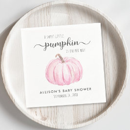 Cute Pumpkin Watercolor Girl Baby Shower Pappersservett
