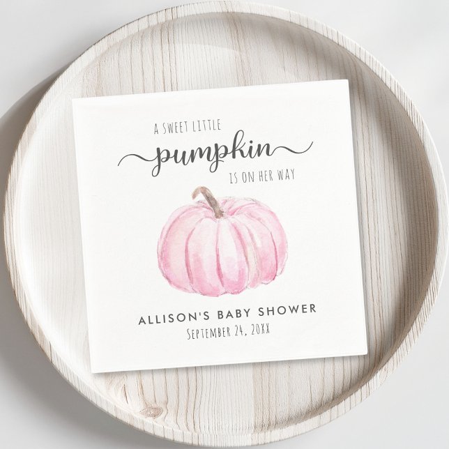 Cute Pumpkin Watercolor Girl Baby Shower Pappersservett (Skapare uppladdad)