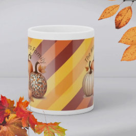 Cute Pumpkin Watercolor personlig mönster Kaffemugg