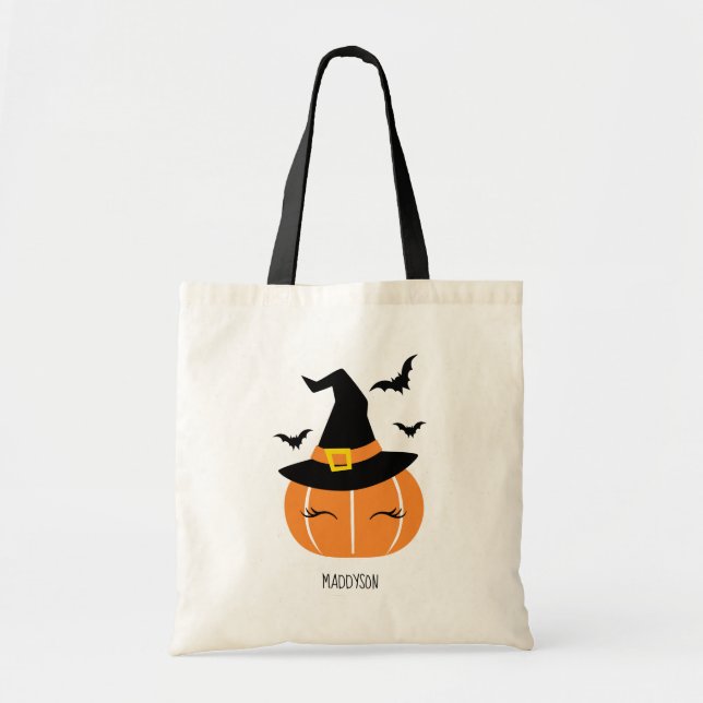 Cute Pumpkin Witch Halloween Tygkasse (Framsidan)