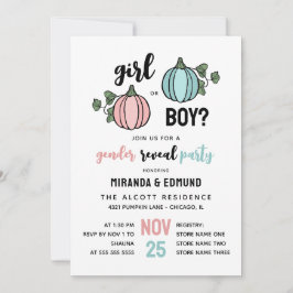 Cute Pumpkins Girl eller Boy Gender Reveal Inbjudningar