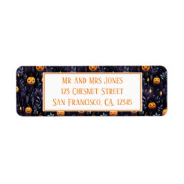 Cute Pumpkins Halloween Returadress Etikett