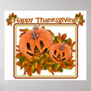 Cute Pumpkins i Höst löv Poster