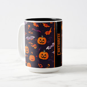 Cute Pumpkins och Fladdermus Två-Tonad Mugg