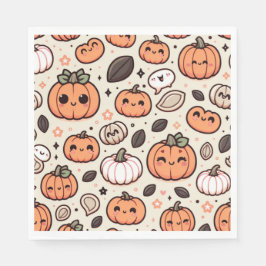 Cute Pumpkins och Pumpkin Seeds Halloween fest Pappersservett